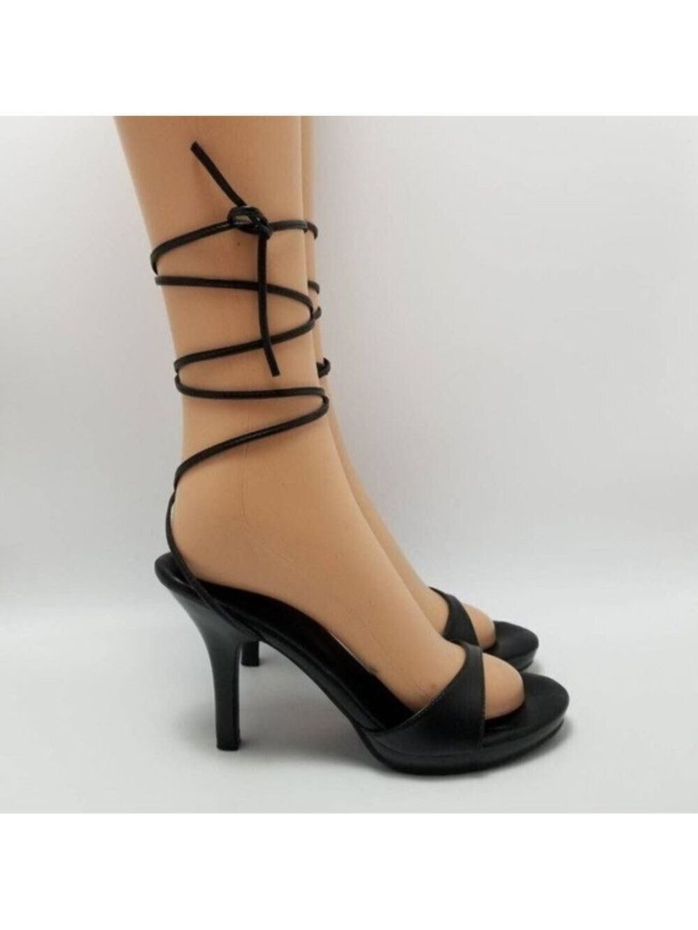 Nomi Womens Gladiator Strapy Lace Up Platform Heel Sandals Black Size 8.5 M